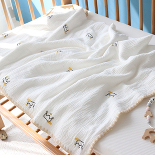 婴儿盖毯被子夏季薄款宝宝儿童浴巾纯棉纱布毯子夏凉被午睡毯