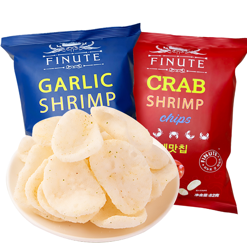 山姆超市同款 趣莱福蒜味蟹味虾片82g韩国进口膨化网红零食下午茶