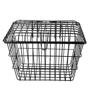 自行车布车筐手提袋黑色防水帆布电动可折叠车筐自行车带盖子篮篓