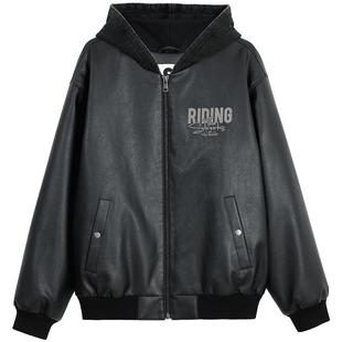 杰克琼斯棉服男款秋冬新款加厚棉衣宽松美式重磅PU皮夹克外套男装