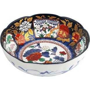 MinoYaki有田烧金镧手工艺牡丹碗 轻奢古伊万里瓷器 宫廷风汤面钵