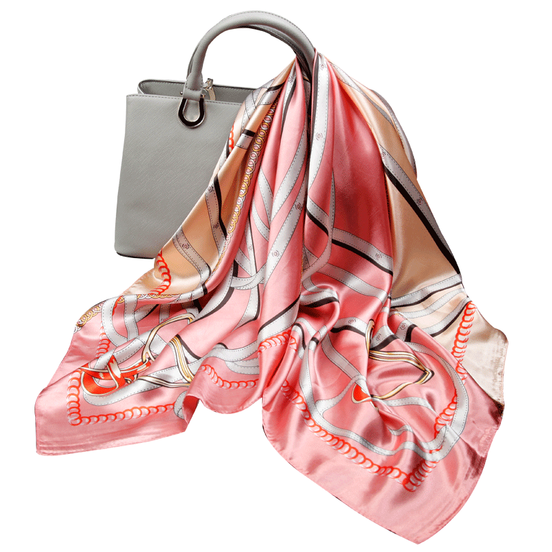 小丝巾女秋冬韩国百搭正方形四方杭州丝绸方巾冬季街头潮牌大纱巾