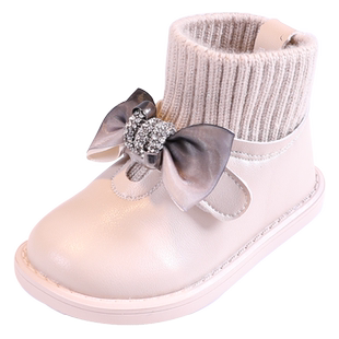 女童时尚公主鞋冬季加绒儿童1皮鞋