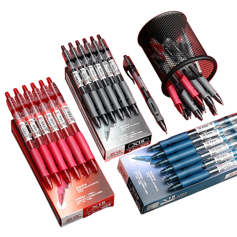 名马文具按动中性笔考试碳素笔学生用蓝黑色水笔红笔子弹头按压式笔