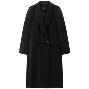 太平鸟甄毛系列黑金大衣3.0西装式羊毛大衣女25新时尚气质呢大衣M