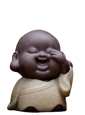 创意紫砂可爱三不小和尚可养人物小茶宠禅意小沙弥禅意茶盘小摆件