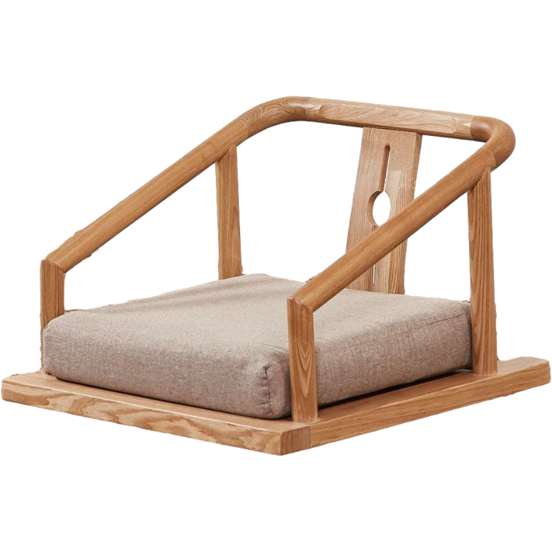 实木榻榻米椅子靠背日式无腿和室椅带扶手落地座椅地板飘窗床上椅