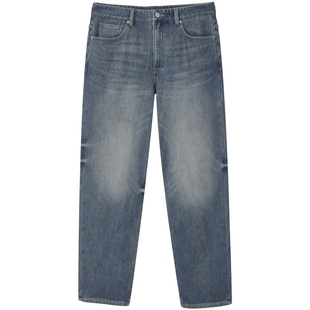 [加绒]907杰克琼斯男装冬季宽松阔腿美式牛仔裤复古水洗长裤子男