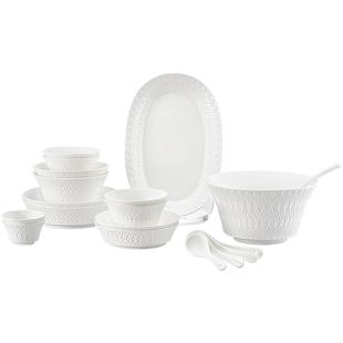 玛戈隆特罗马假日骨瓷餐具套装盒浮雕日常送礼家用碗勺盘盒装