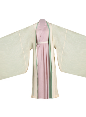 暮云清裳 望夏 原创魏晋风汉服青绿米黄粉色飘逸少女侠直裾大袖衫