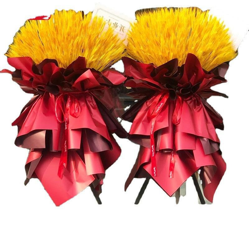 新款麦穗开业花篮新店乔迁庆典花束一对大麦干花材料套装买一送一