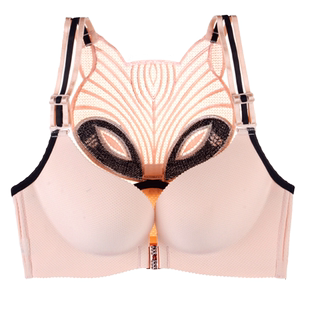 前系带内衣女无钢圈夏天美背文胸聚拢薄款大码胖mm加大显胸小露背