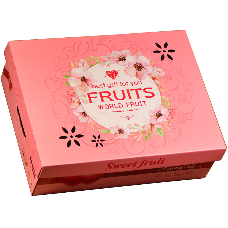 水果礼盒包装盒高档通用水果礼品盒空盒子1015斤装粉色混搭纸箱