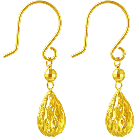 千影珠宝黄金耳环女款18k金时尚新款六角形999足金纯金首饰妈妈款