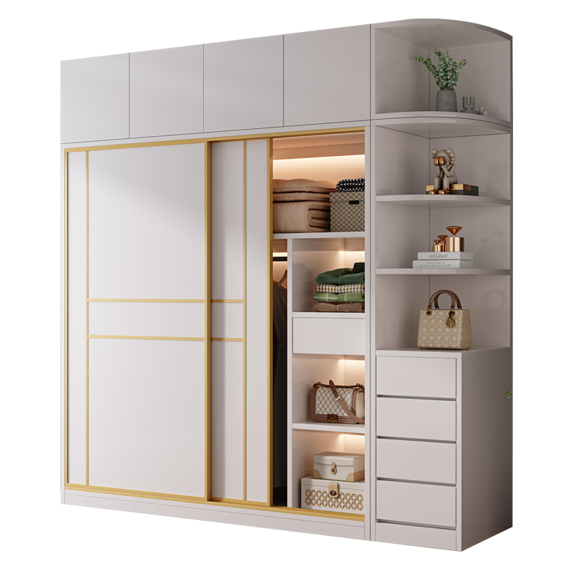 简约现代推拉门衣柜经济型包安装卧室家用定制储物大柜子组合衣橱