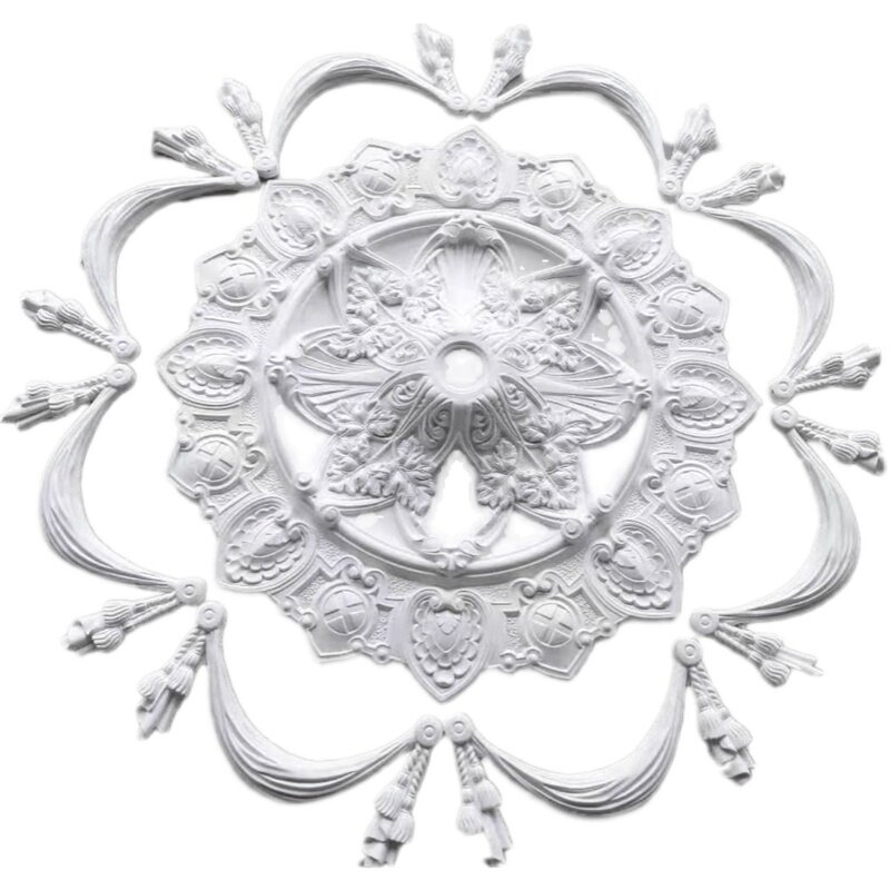 法式灯盘石膏角花天花板PU小红书同款新款吊灯底座雕拼花圆盘定制