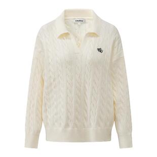 CLIMAX VISION绞花套装POLO翻领刺绣软糯亲肤针织毛衣/毛织短裤女