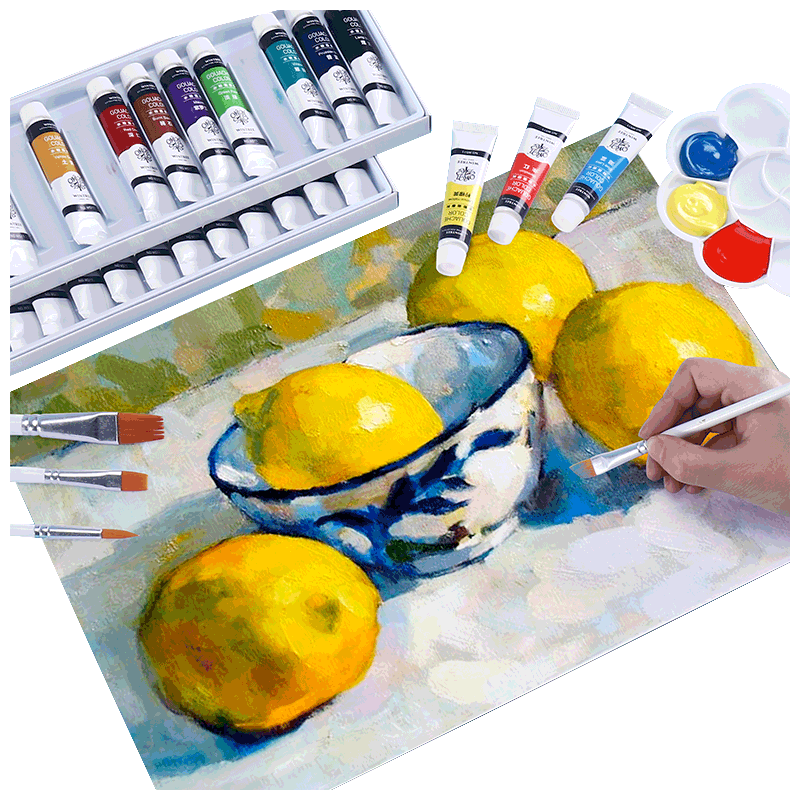 水粉颜料工具套装画画儿童幼儿园无毒12ml24色装美术生丙烯颜料画专业