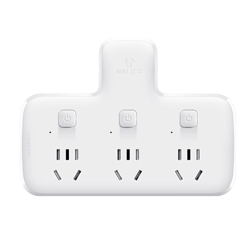 公牛插座转换器多孔面板插板不带线插排无线一转二多用功能分插头
