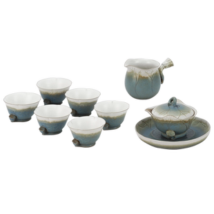 万仟堂陶瓷功夫茶具荷花套装礼盒装客厅家用盖碗泡茶壶秋荷一池02