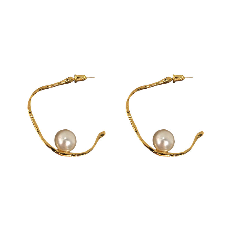 黎贝卡同款法式不规则欧美复古悬挂珍珠耳环夸张冷淡风个性耳钉