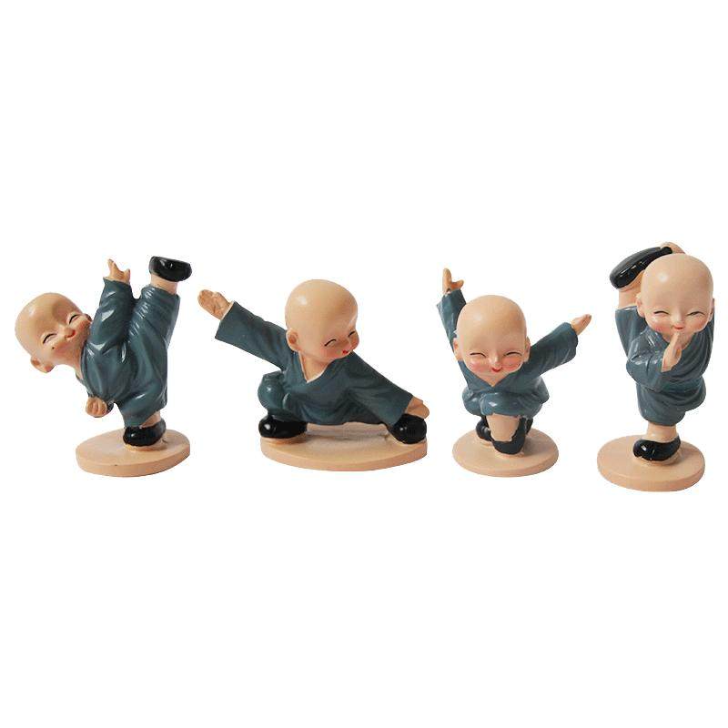 功夫四小和尚摆件 汽车摆件 可爱车内饰品玩偶公仔创意车饰品装饰 - 