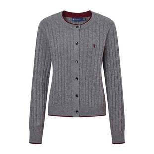 【100%绵羊毛】POLOWALK针织衫女士秋冬绞花长袖毛衣百搭通勤外套