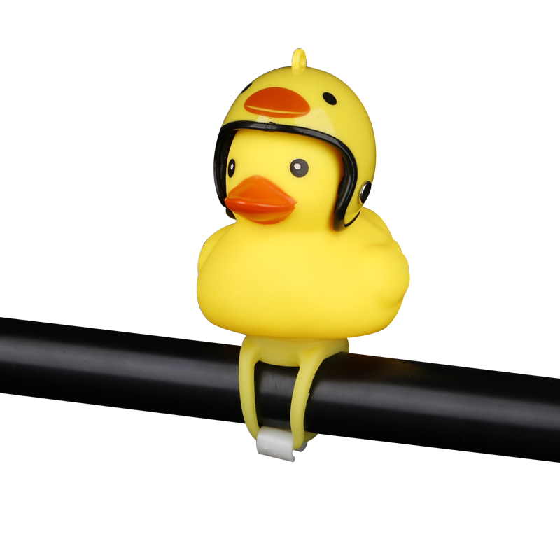 黄小鸭头盔山地自行车公路摩托带安全帽铃铛儿童喇叭灯骑行破风鸭