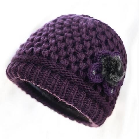 姥姥毛线织老人帽子女奶奶秋冬加绒保暖潮双层御寒秋冬针织帽女人