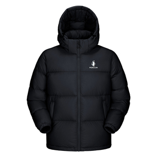 企鹅雪泡芙羽绒服男女25秋冬新款户外防风保暖短款连帽黑色面包服