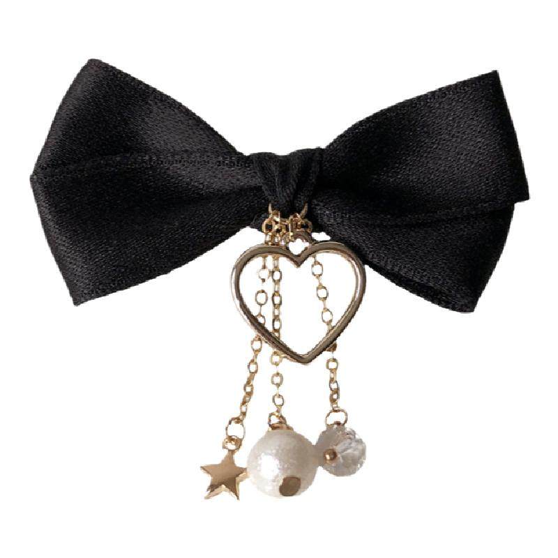 原创手工饰品 红色对夹蝴蝶结 流苏星星少女软妹发夹对夹发饰