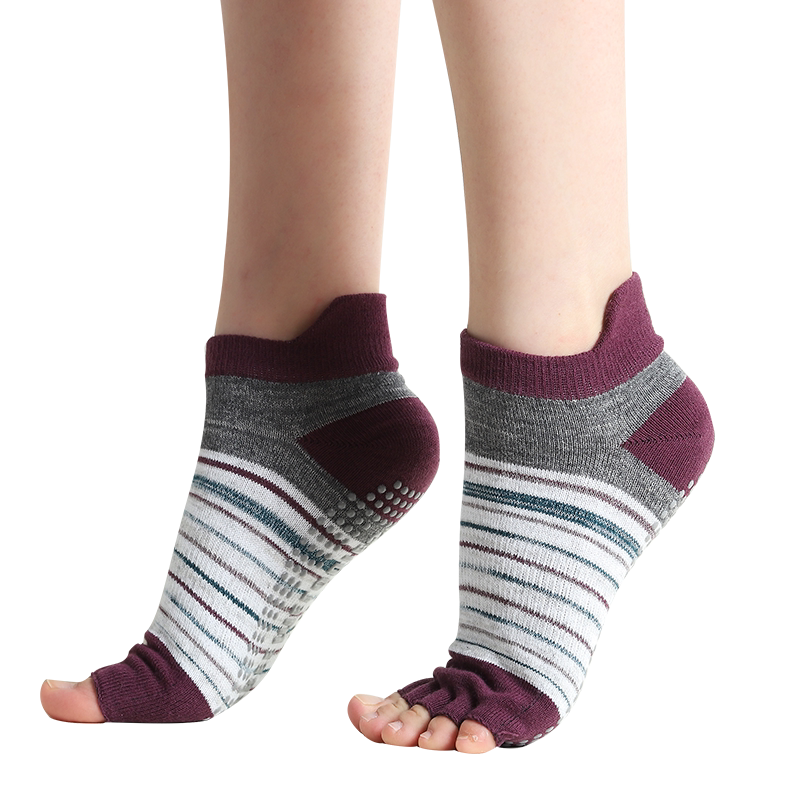 瑜伽袜子防滑专业女吸汗训练运动五指袜初学者露趾袜蹦床软底秋冬