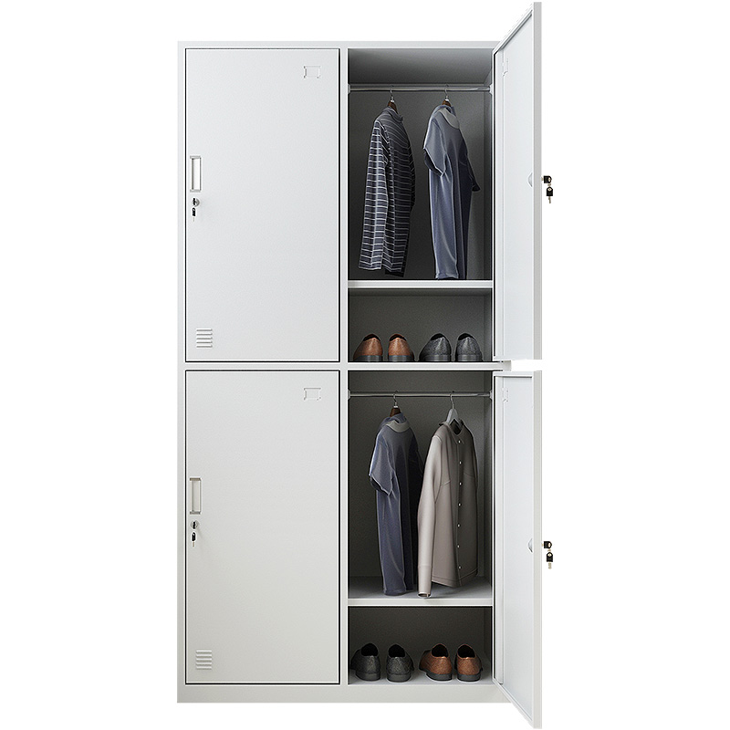 更衣柜员工储物柜4门6门铁皮衣柜带锁鞋柜钢制健身房浴室存衣柜子