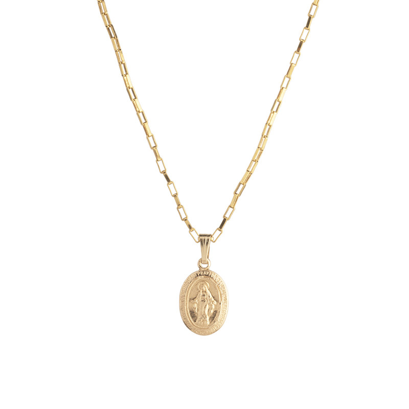 cecilialin简约精致金属风14k包金项链耶稣锁骨脖子欧美气质