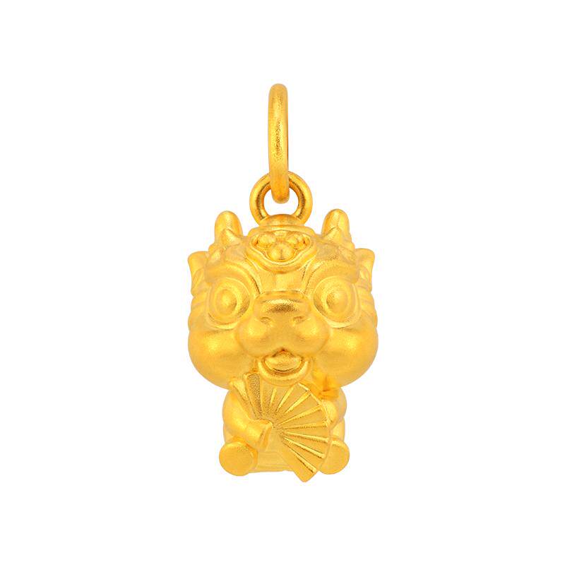 老庙黄金吊坠古韵金守护麒麟吊坠项链送礼足金挂坠官方正品定价