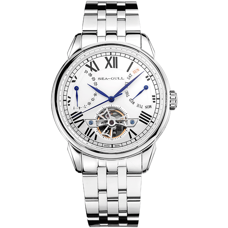 seagull海鸥手表 男表多功能飞轮钢带男士商务自动机械表816.522