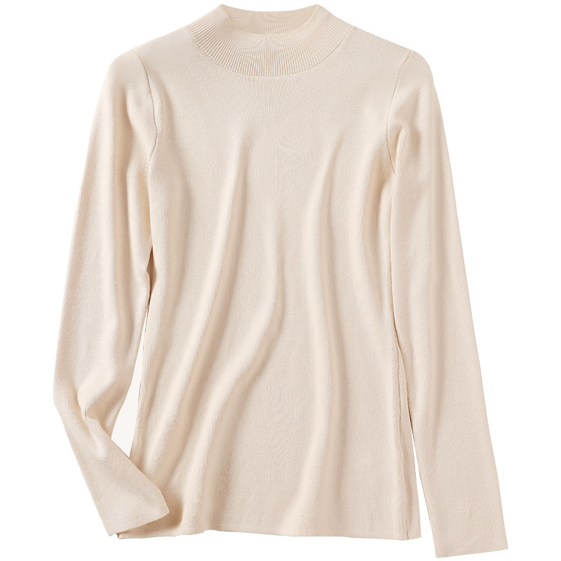 春秋薄款打底衫女长袖洋气中领毛衣2021新款修身半高领内搭针织衫