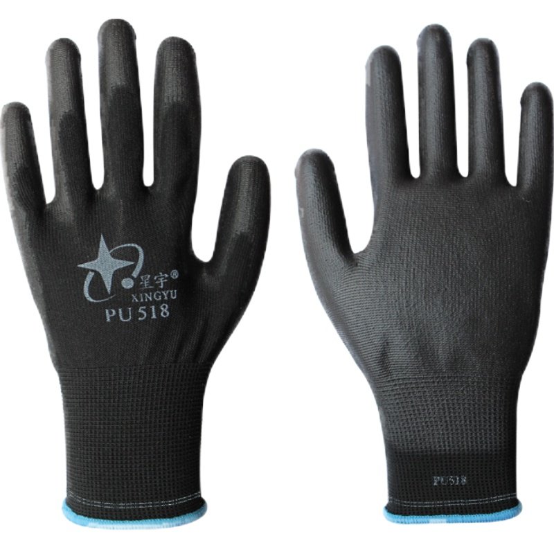 包邮星宇pu518劳保工作防护手套防滑耐磨防水电子涂胶挂胶耐油