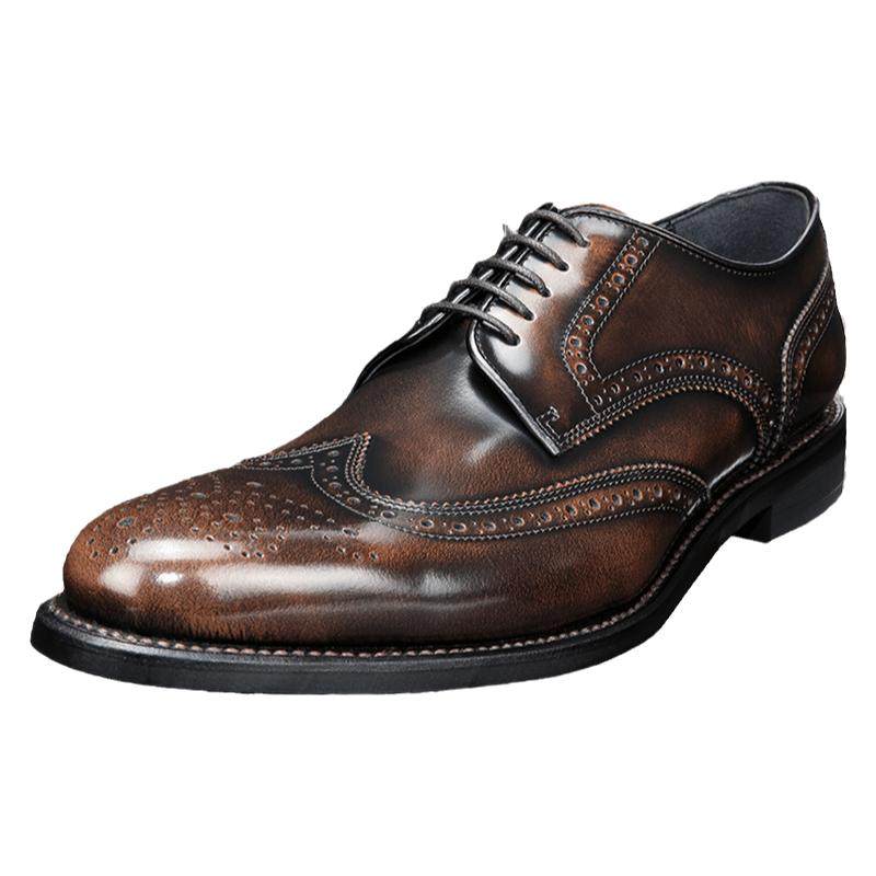 regal丽格商务正装真皮男士帅气布洛克手工皮鞋男春季德比鞋t17b