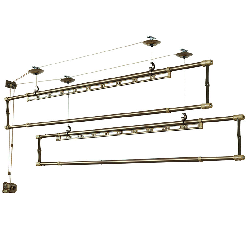 衣恋阳光 升降晾衣架四杆双杆式手摇晾衣杆折叠晒衣架室内阳台 - 衣恋