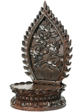 红木莲花台佛像底座加高带屏风菩萨供奉台椭圆形小型实木莲花座