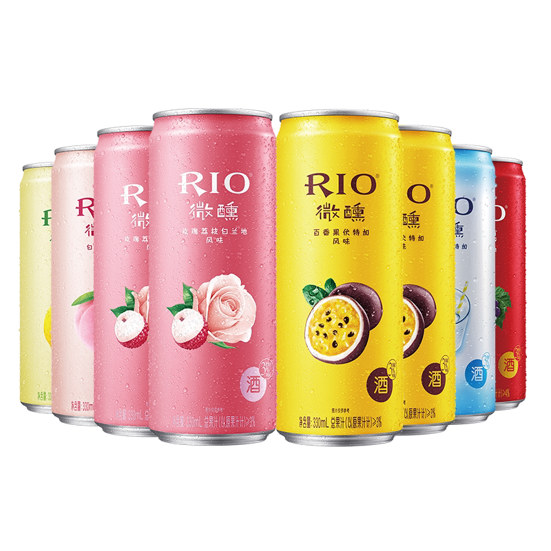 rio锐澳鸡尾酒微醺百香果玫瑰荔枝白桃乳酸菌葡萄柠檬330ml8罐