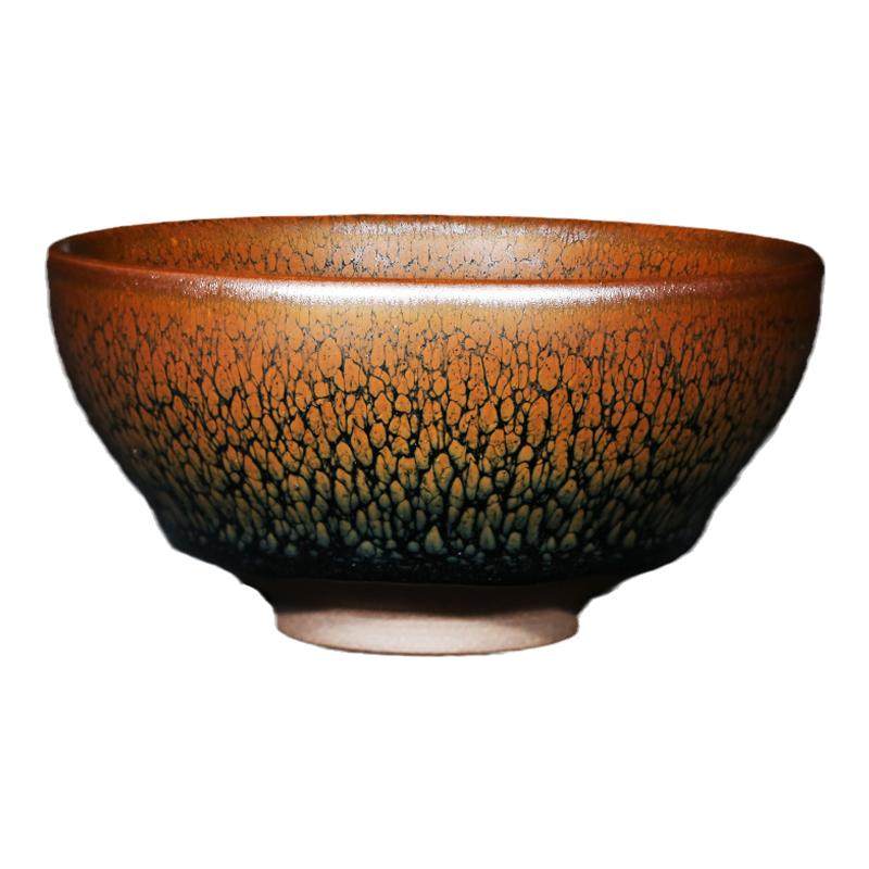 叶翔 大师手工黄鹧鸪斑建盏茶盏大号主人杯单杯建阳建窑铁胎茶杯