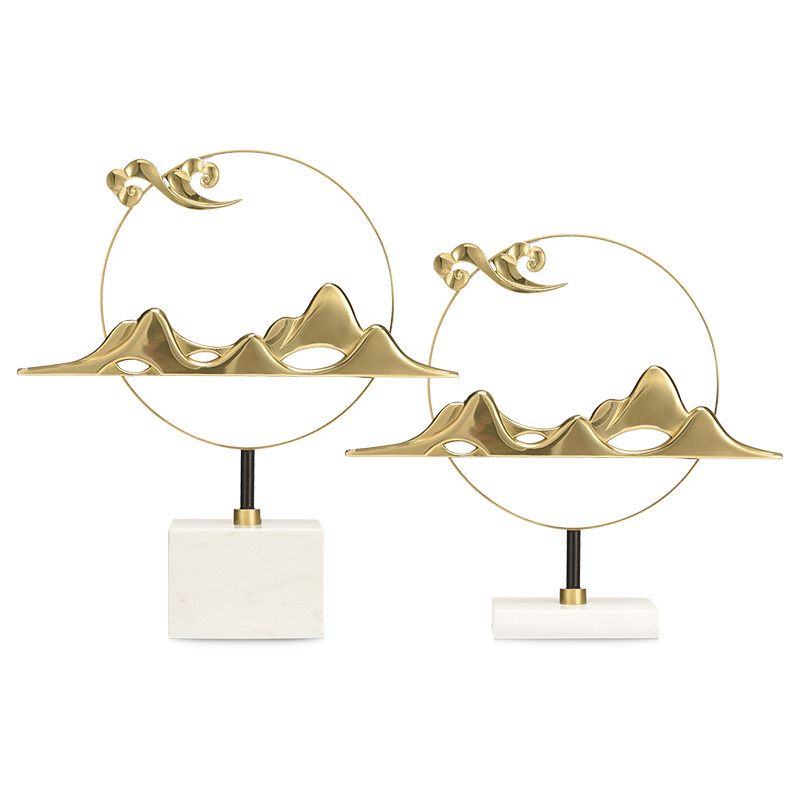 现代新中式时尚轻奢风水铜祥云摆件样板房售楼处走廊玄关家居饰品