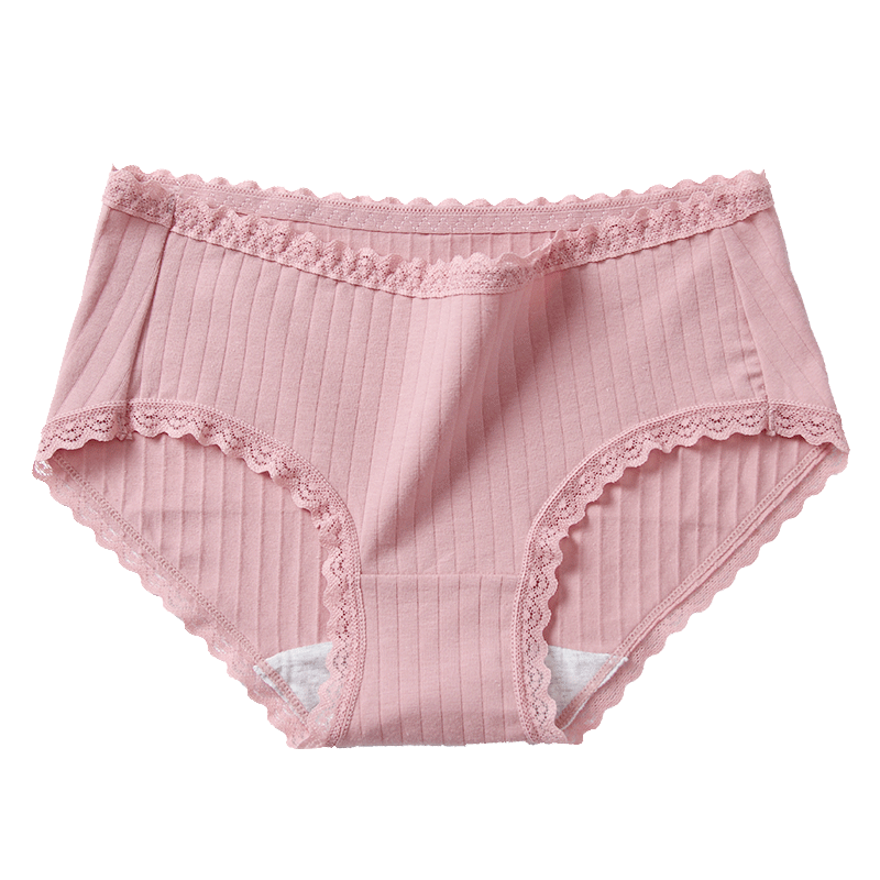 内裤女纯棉抗菌中腰少女可爱简约日系学生蕾丝无痕秋冬女生三角裤