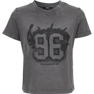 ONLY2025夏季新款美式做旧磨白数字印花纯棉舒适正肩圆领T恤女