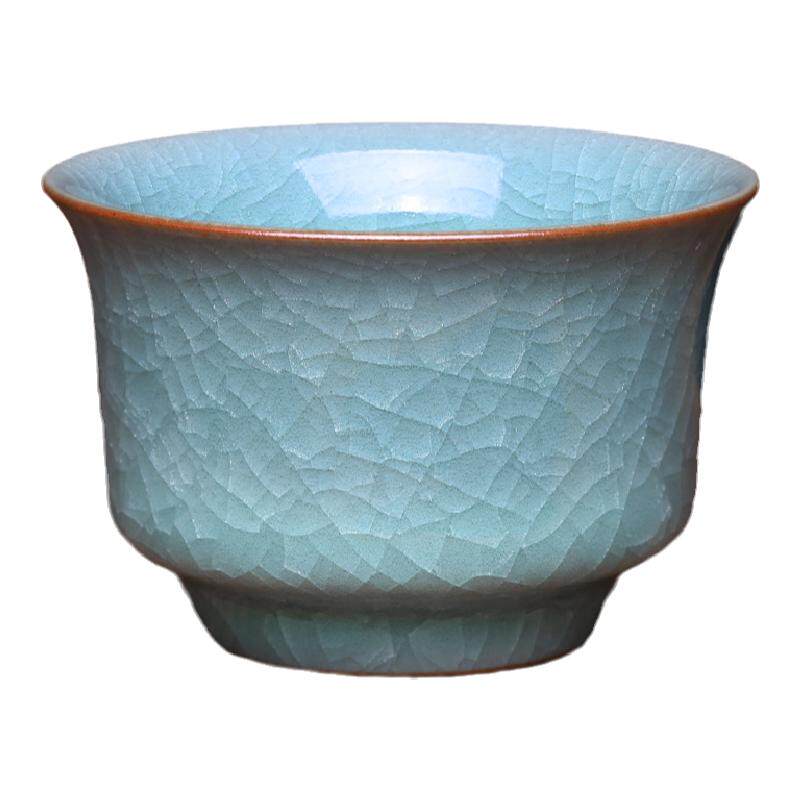 叶小春 龙泉青瓷大师纯手工作品冰裂纹马蹄杯哥窑茶盏茶杯主人杯