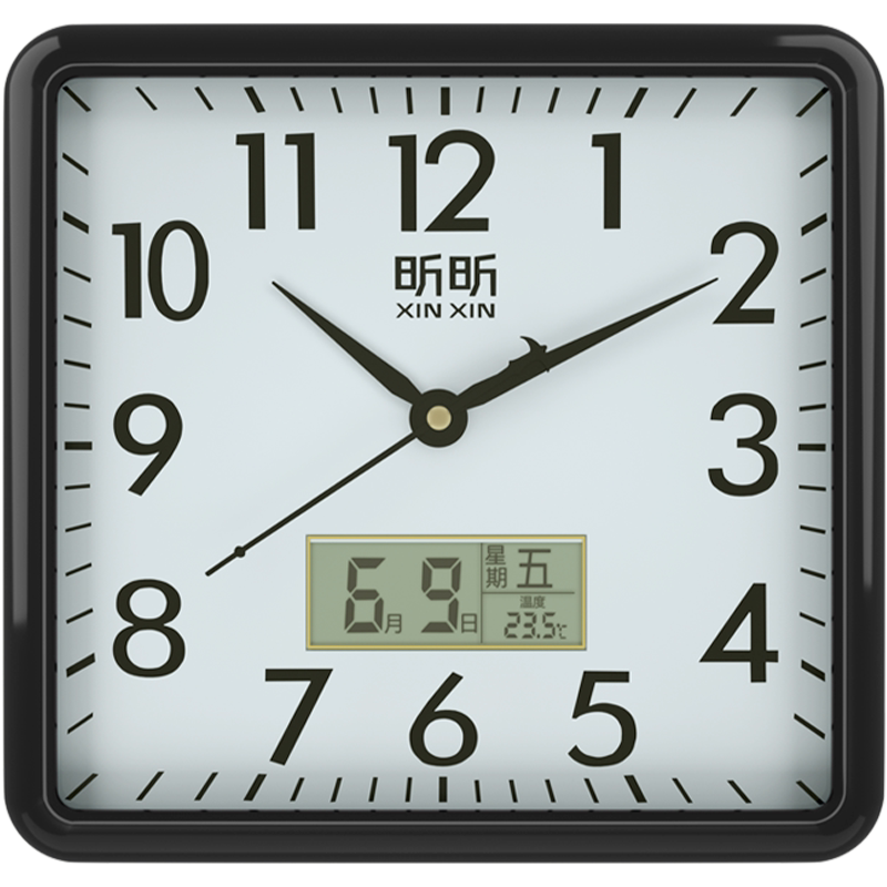 方形电子挂钟客厅静音钟表家用个性创意时尚艺术日历石英钟挂墙上