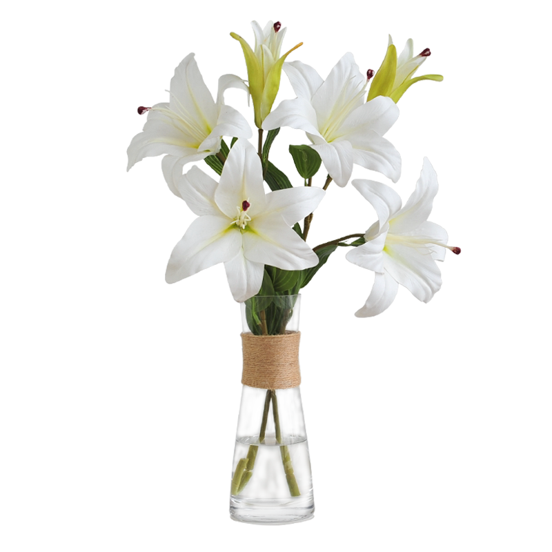 单支百合花束仿真花 假花室内客厅餐桌插花塑料花装饰品花卉摆件