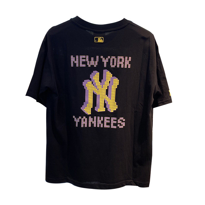 韩国mlb短袖t恤女马赛克像素风宽松ny半袖男情侣夏季新款潮